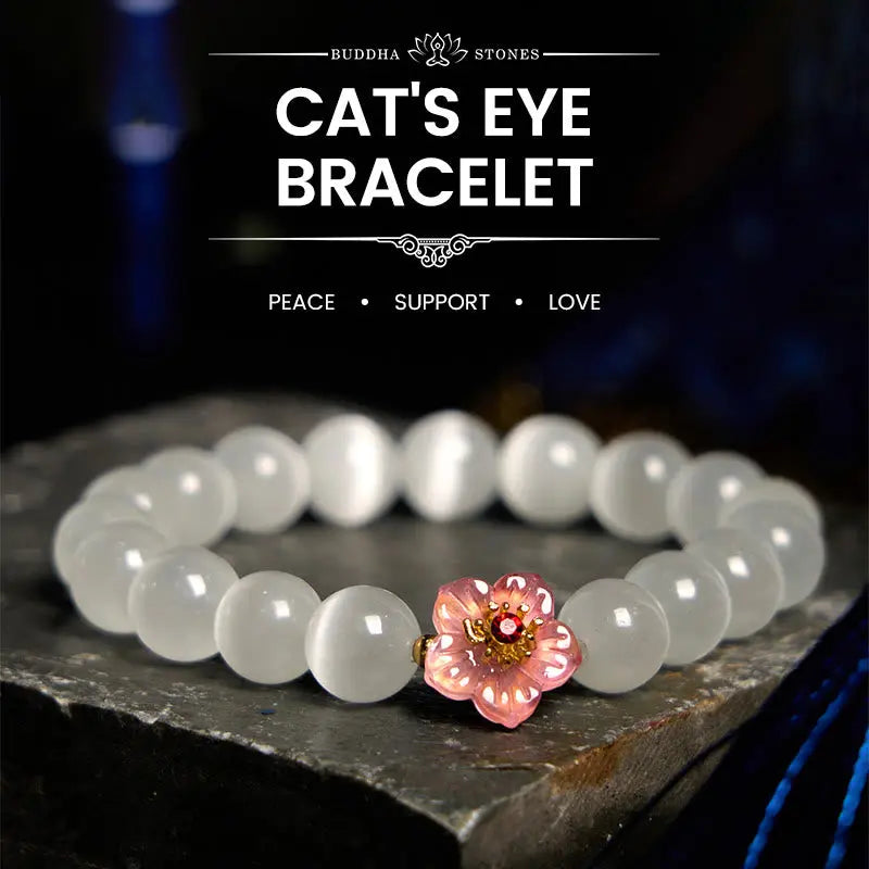Buddha Stones Cat's Eye Chrysoberyl Flower Love Bracelet BS
