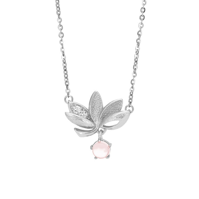 Buddha Stones 925 Sterling Silver Lotus Keep away evil spirits Necklace Pendant BS
