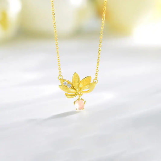 Buddha Stones 925 Sterling Silver Lotus Keep away evil spirits Necklace Pendant BS