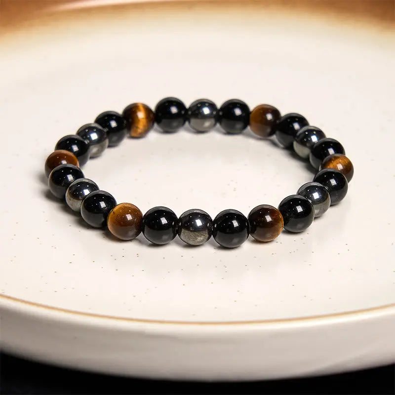 Support Powerful Natural Tiger's Eye Obsidian Hematite Bracelet Starymagic