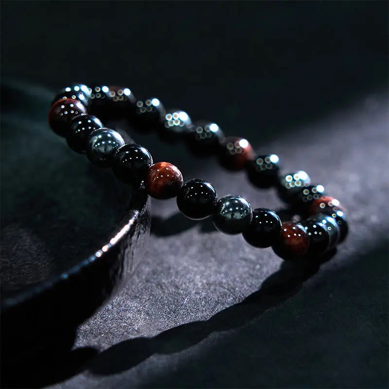 Support Powerful Natural Tiger's Eye Obsidian Hematite Bracelet Starymagic