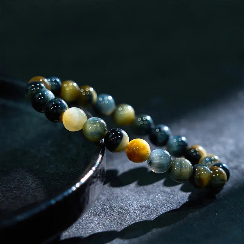 Buddha Stones Yellow Blue Tiger Eye Courage Bracelet BS