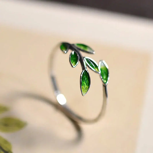 Wealth Luck Leaves Copper Adjustable Ring Starymagic