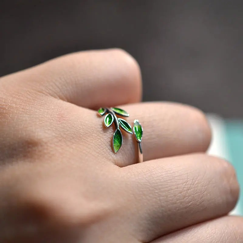 Buddha Stone Leaves Copper Wealth Adjustable Ring BS