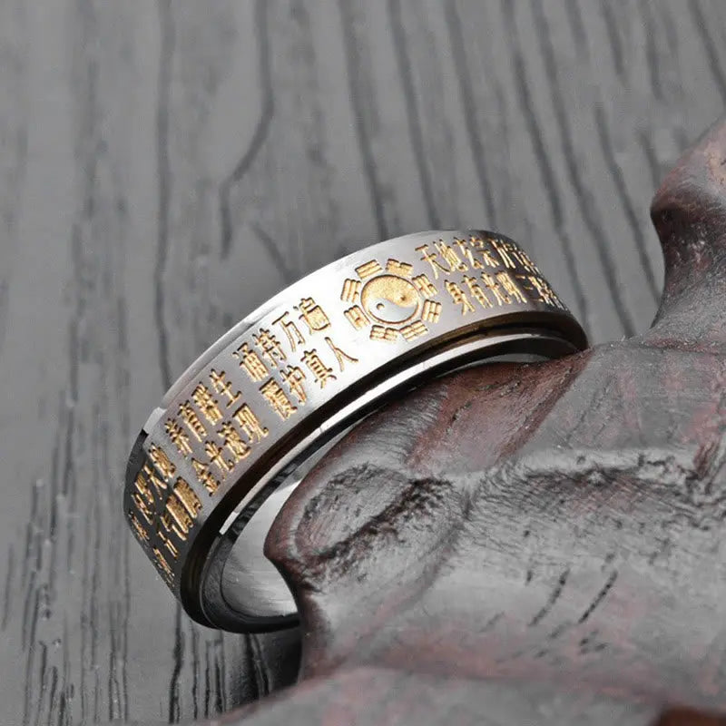 Balance and Harmony Bagua Yin Yang Titanium Steel Rotatable Ring Starymagic
