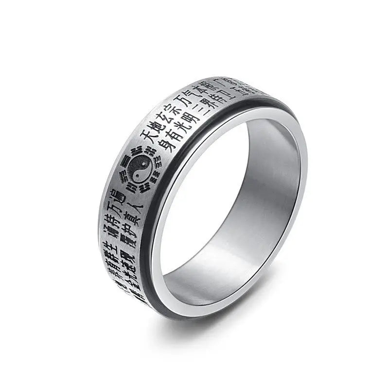 Balance and Harmony Bagua Yin Yang Titanium Steel Rotatable Ring Starymagic
