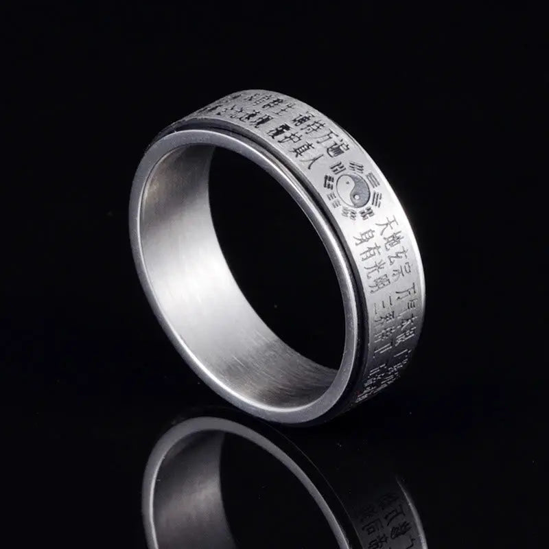 Balance and Harmony Bagua Yin Yang Titanium Steel Rotatable Ring Starymagic