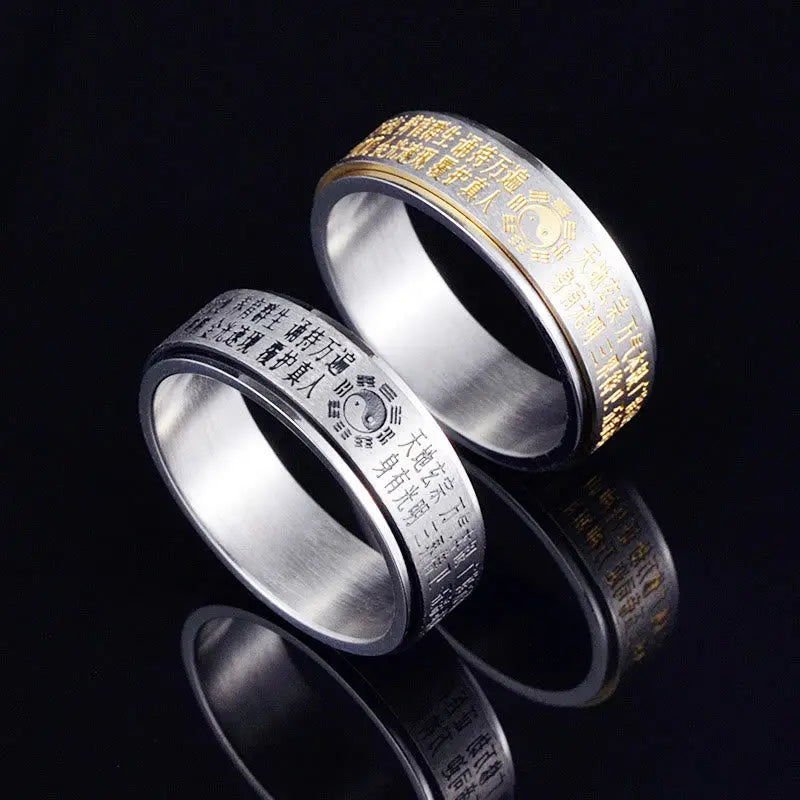 Balance and Harmony Bagua Yin Yang Titanium Steel Rotatable Ring Starymagic