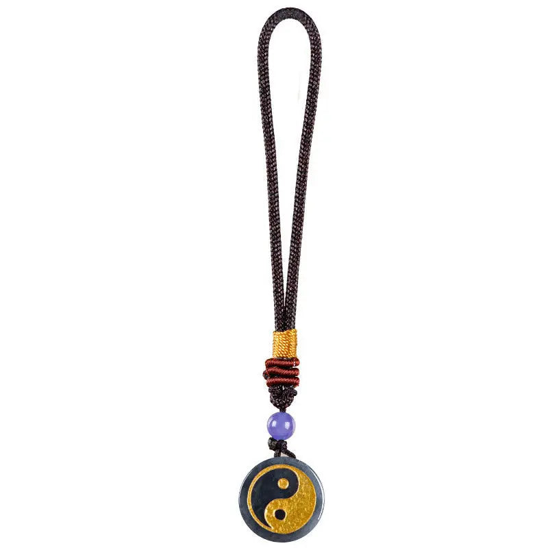 Buddha Stones Yin Yang Jade Harmony Protection Key Chain BS