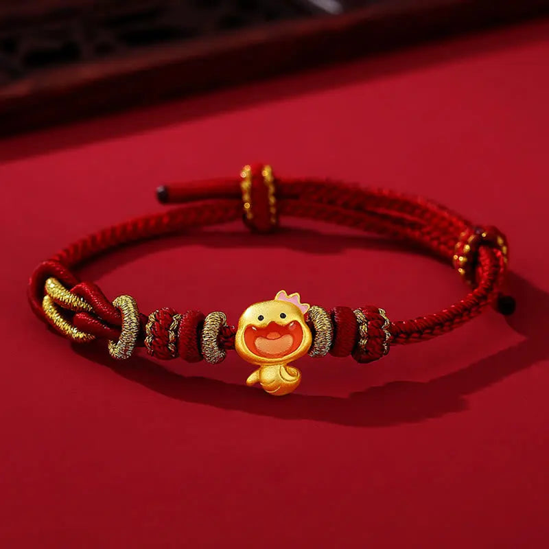 Buddha Stones Red String 925 Sterling Silver Year of the Snake Cute Crown Snake Strength Bracelet BS