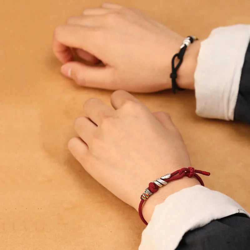 Buddha Stones Red String 925 Sterling Silver Year of the Snake Coin Ring Snake Luck Bracelet BS