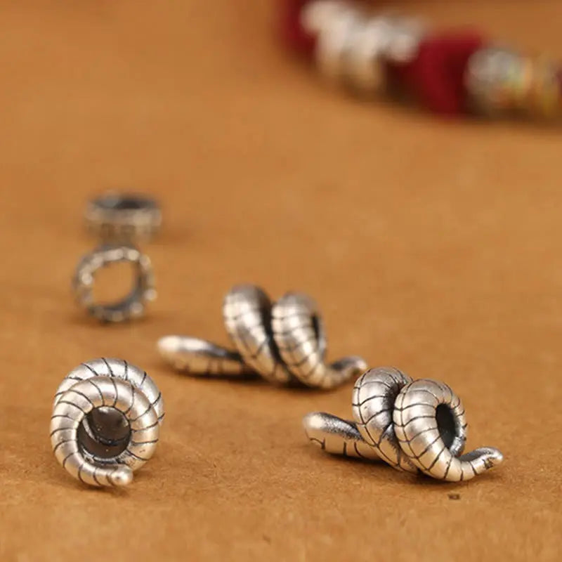 Buddha Stones Red String 925 Sterling Silver Year of the Snake Coin Ring Snake Luck Bracelet BS