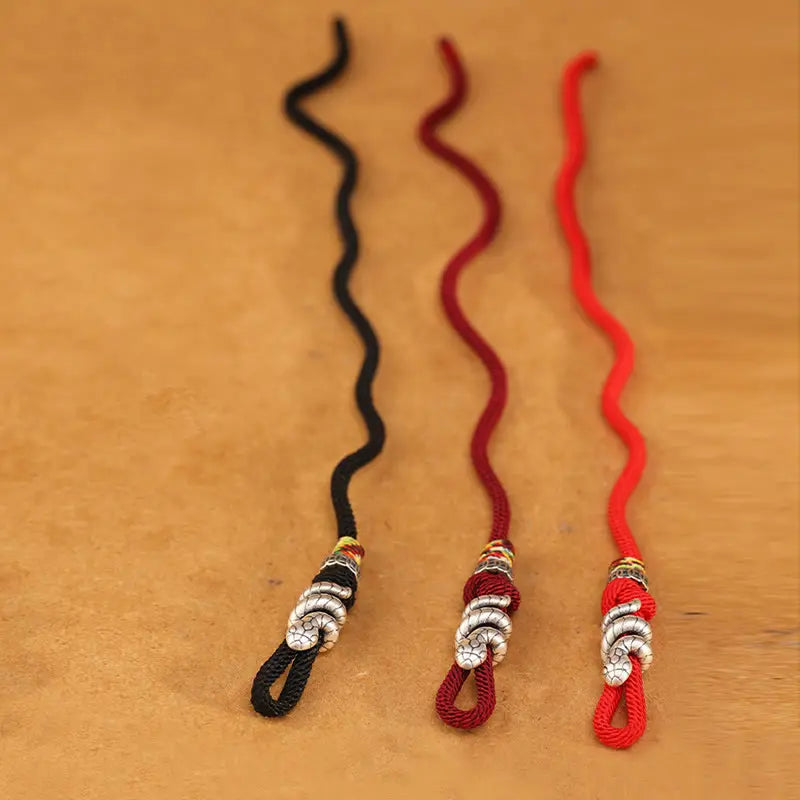 Buddha Stones Red String 925 Sterling Silver Year of the Snake Coin Ring Snake Luck Bracelet BS