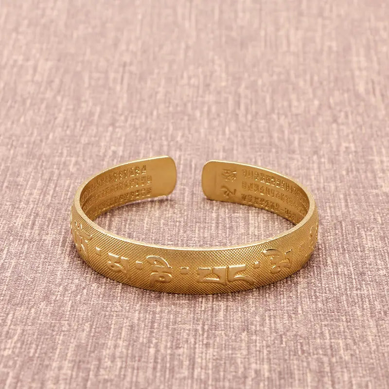 Buddha Stones Six True Words 'Om Mani Padme Hum' Heart Sutra Copper Luck Bracelet Bangle BS