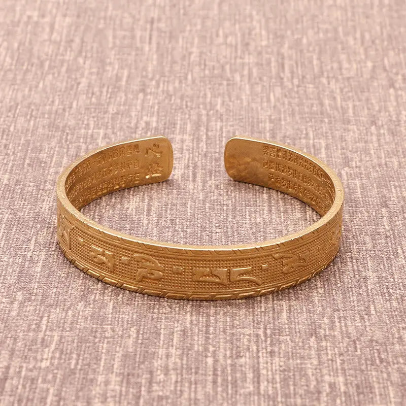Buddha Stones Six True Words 'om Mani Padme Hum' Heart Sutra Copper Luck Wsidom Bracelet Bangle BS