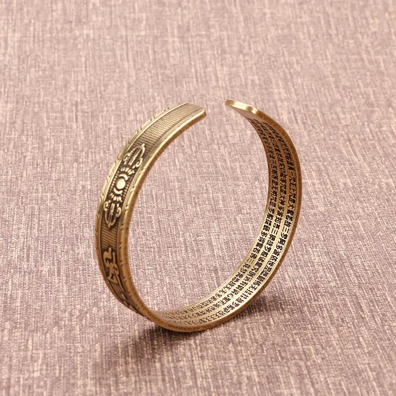 Buddha Stones Six True Words 'om Mani Padme Hum' Heart Sutra Copper Luck Wsidom Bracelet Bangle BS