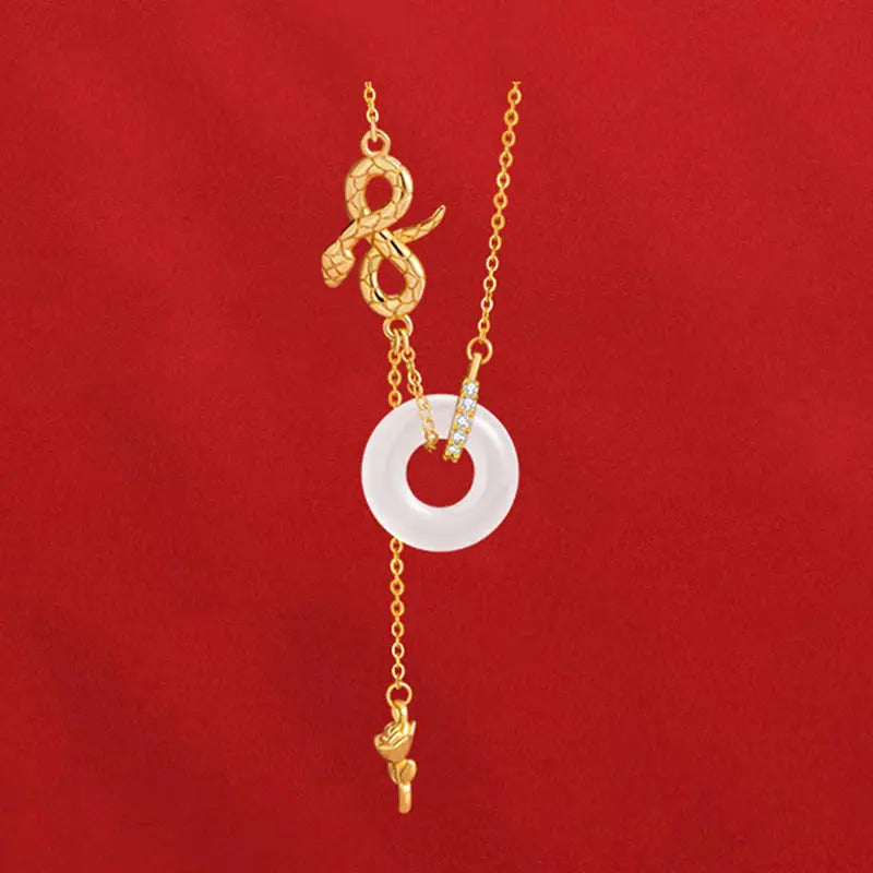 Buddha Stones Chalcedony 925 Sterling Silver Year of the Snake Rose Harmony Necklace Pendant BS