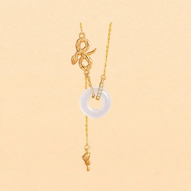 Buddha Stones Chalcedony 925 Sterling Silver Year of the Snake Rose Harmony Necklace Pendant BS
