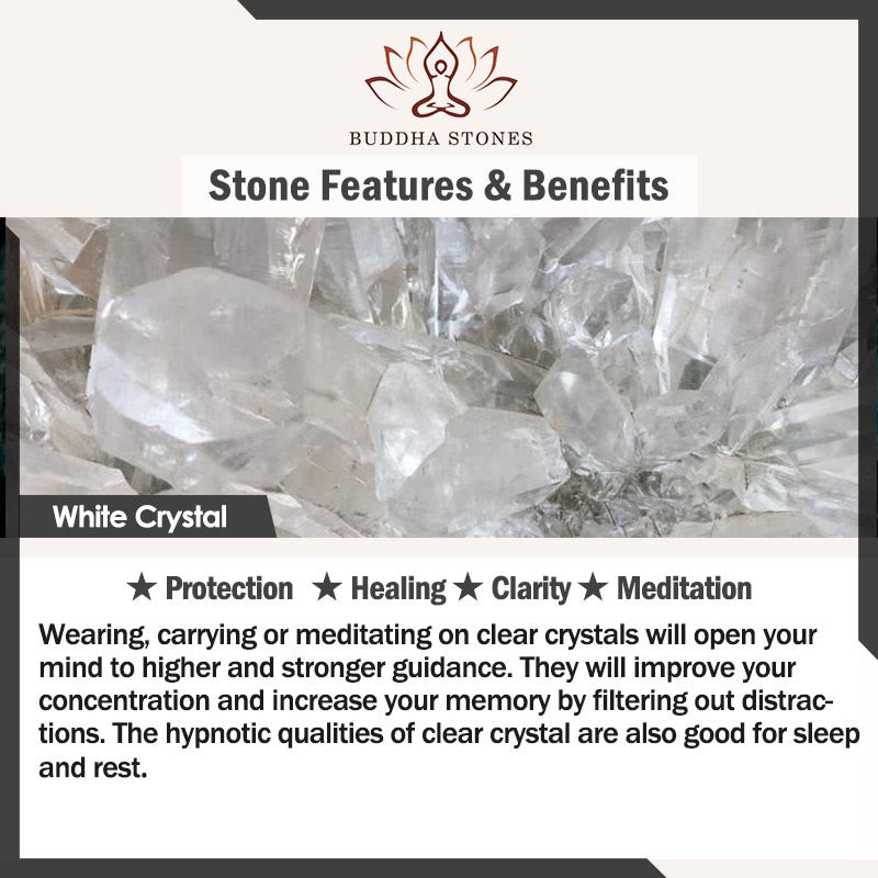 Buddha Stones White Crystal Liuli Year of the Snake Healing Necklace Pendant BS