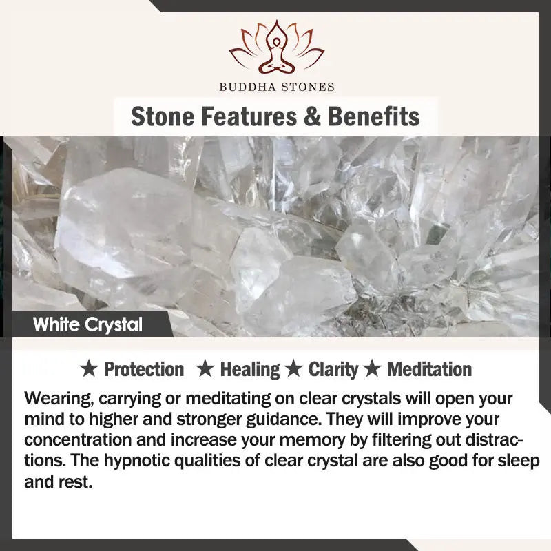 Buddha Stones White Crystal Liuli Year of the Snake Healing Necklace Pendant BS