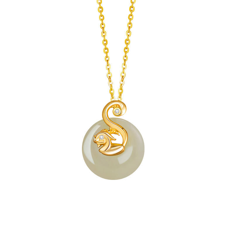 Buddha Stones Chinese Zodiac Hetian Jade 925 Sterling Silver Abundance Necklace Pendant BS