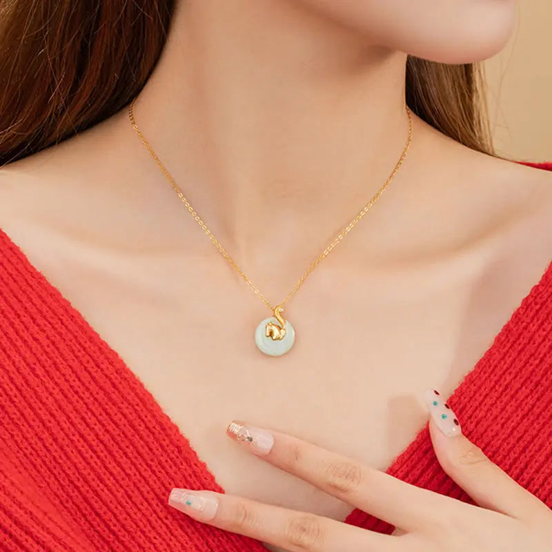 Buddha Stones Chinese Zodiac Hetian Jade 925 Sterling Silver Abundance Necklace Pendant BS