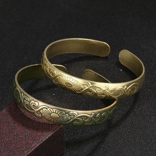 Buddha Stones Daisy Flower Vine Copper Luck Self Care Cuff Bracelet Bangle BS