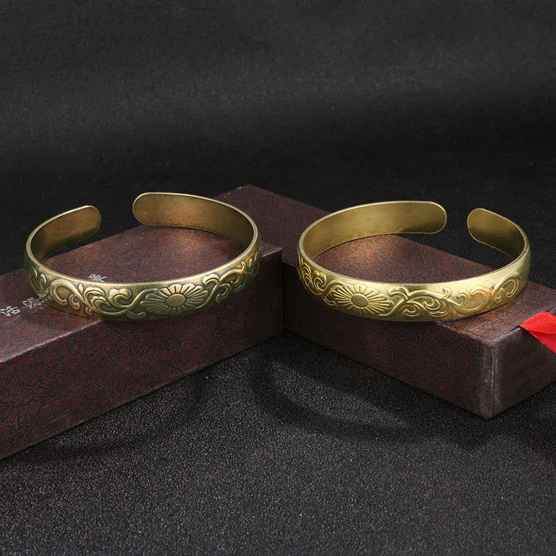 Buddha Stones Daisy Flower Vine Copper Luck Self Care Cuff Bracelet Bangle BS