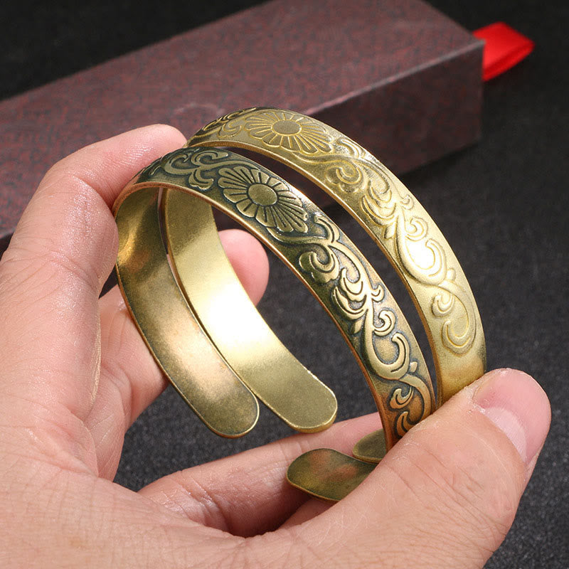 Buddha Stones Daisy Flower Vine Copper Luck Self Care Cuff Bracelet Bangle BS