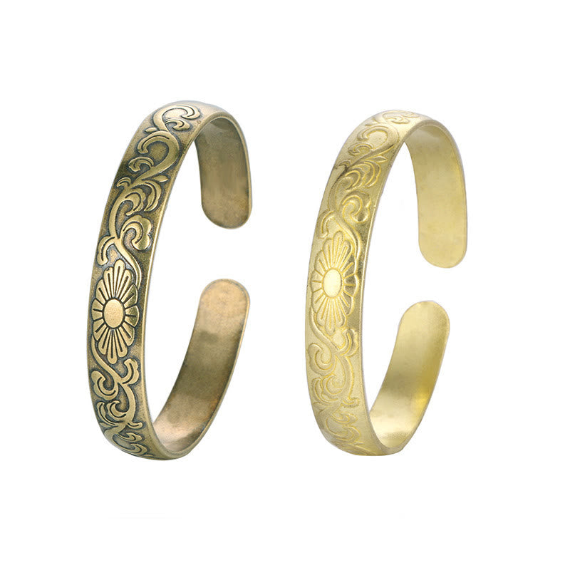 Buddha Stones Daisy Flower Vine Copper Luck Self Care Cuff Bracelet Bangle BS