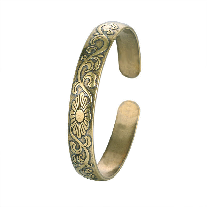 Buddha Stones Daisy Flower Vine Copper Luck Self Care Cuff Bracelet Bangle BS