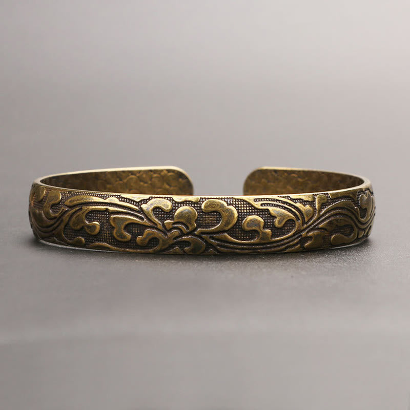Buddha Stones Flowers Copper Balance Self Care Cuff Bracelet Bangle BS