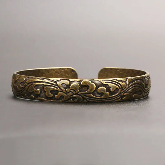 Buddha Stones Flowers Copper Balance Self Care Cuff Bracelet Bangle BS