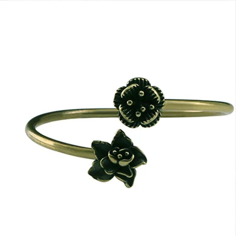 Buddha Stones Peach Blossom Copper Healing Bracelet Bangle BS