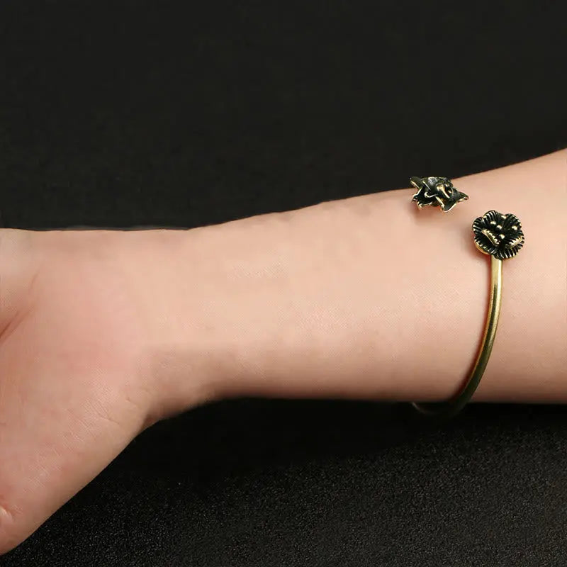 Buddha Stones Peach Blossom Copper Healing Bracelet Bangle BS