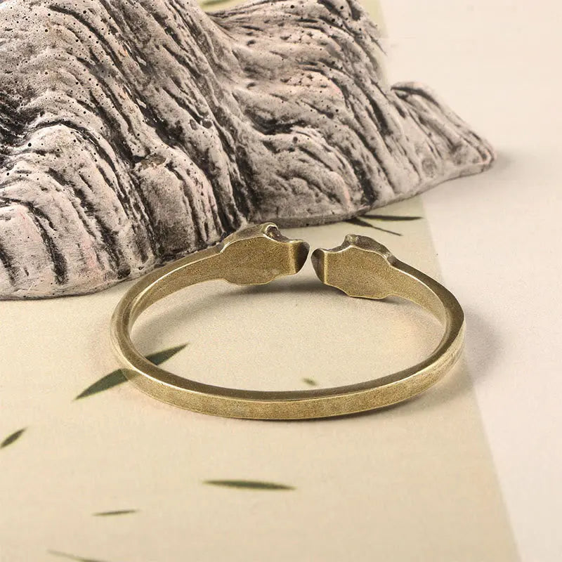 Buddha Stones The Lord Of The Corpse Forest Copper Double Skull Keep Away Evil Spirits Cuff Bracelet Bangle BS