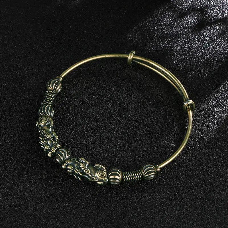 Buddha Stones Pi Xiu Copper Luck Keep Away Evil Spirits Bracelet Bangle BS