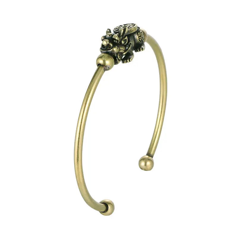 Buddha Stones Pi Xiu Carrying Compass Fu Character Copper Luck Wealth Bracelet Bangle BS