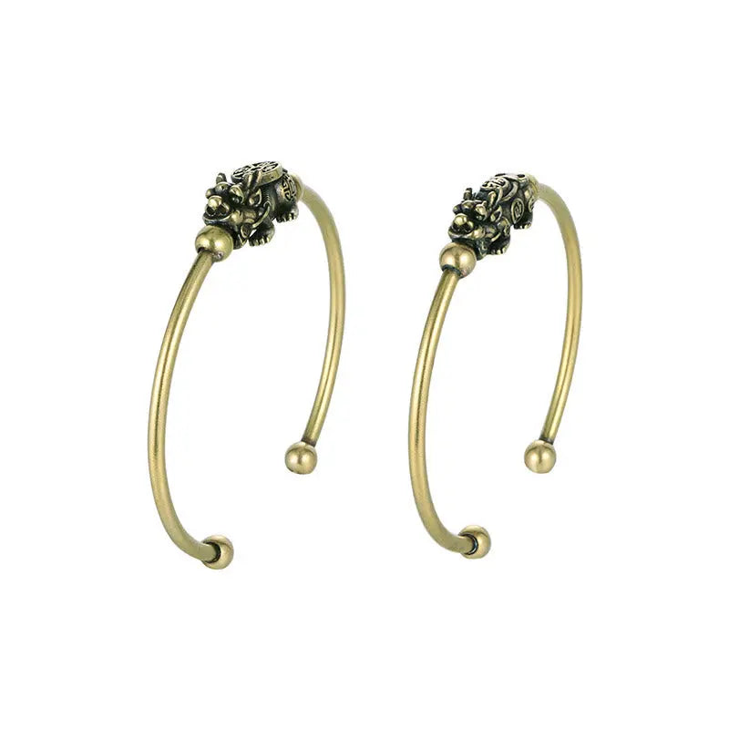 Buddha Stones Pi Xiu Carrying Compass Fu Character Copper Luck Wealth Bracelet Bangle BS