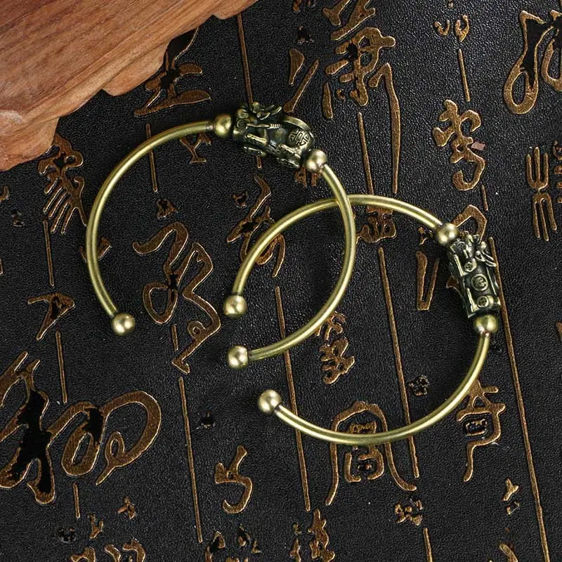 Buddha Stones Pi Xiu Carrying Compass Fu Character Copper Luck Wealth Bracelet Bangle BS