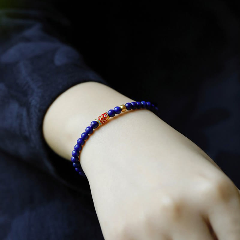 Buddha Stones Lazurite Koi Fish Positive Bracelet BS