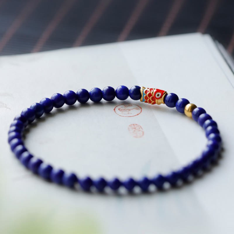 Buddha Stones Lazurite Koi Fish Positive Bracelet BS