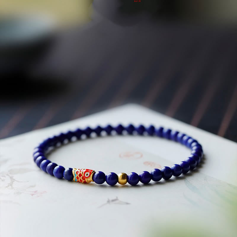Buddha Stones Lazurite Koi Fish Positive Bracelet BS