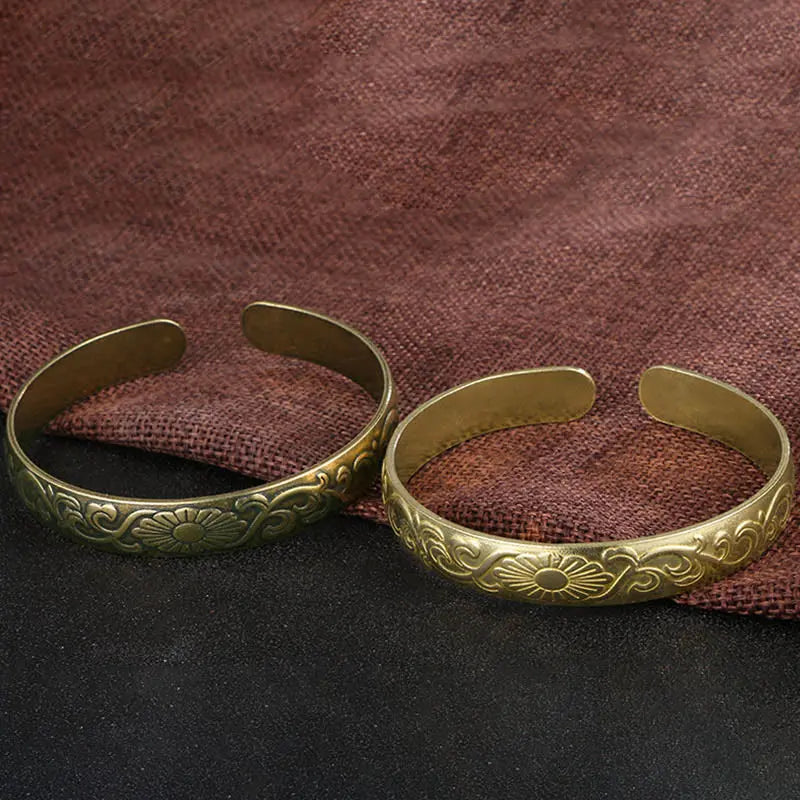 Buddha Stones Daisy Flower Vine Copper Luck Self Care Cuff Bracelet Bangle BS