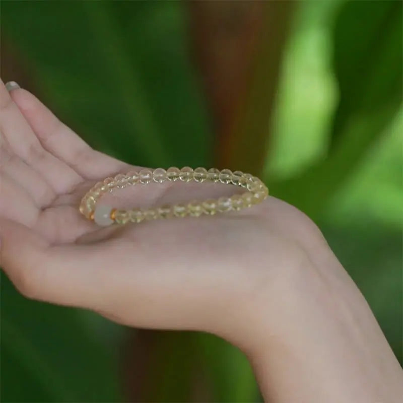 Buddha Stones Small Citrine Jade Beads Prosperity Bracelet BS