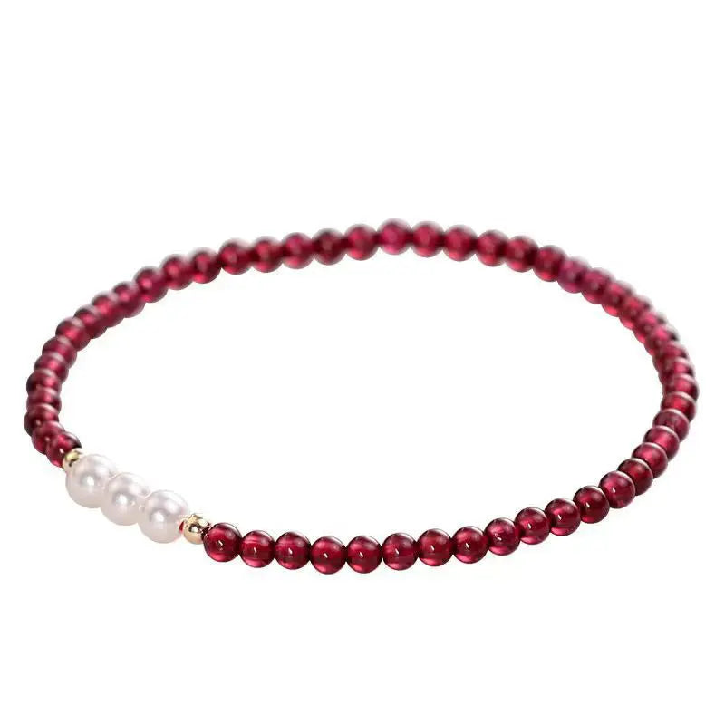 Buddha Stones Natural Small Garnet Pearl Beads Protection Bracelet BS
