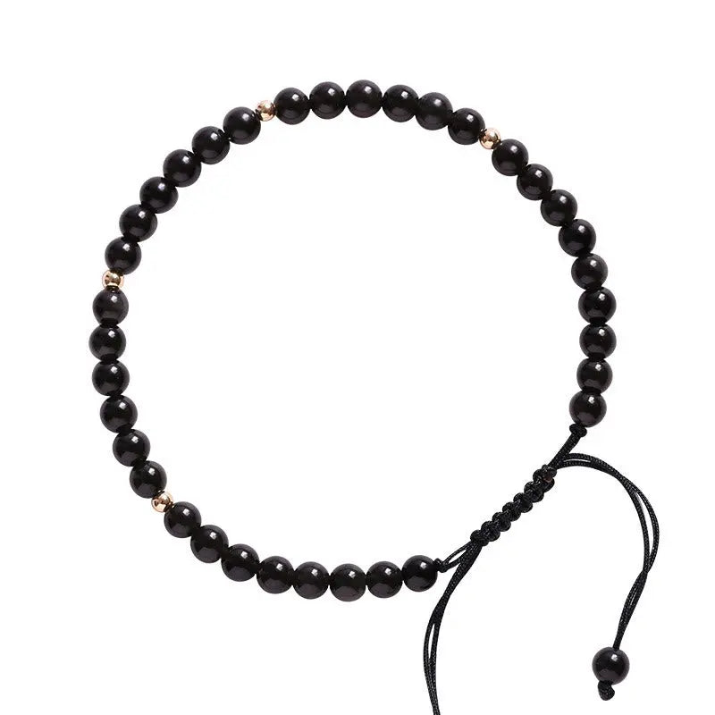 Buddha Stones Small Black Obsidian Beads Fulfillment Rope Bracelet BS