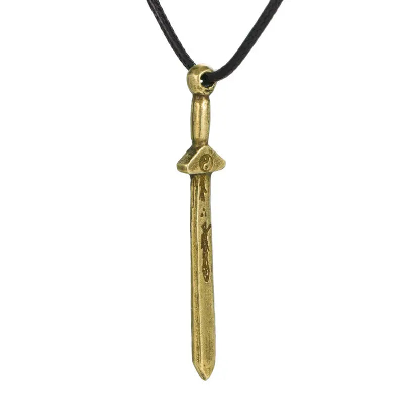 Buddha Stones Vintage Yin Yang Copper Sword Balance Necklace Pendant BS