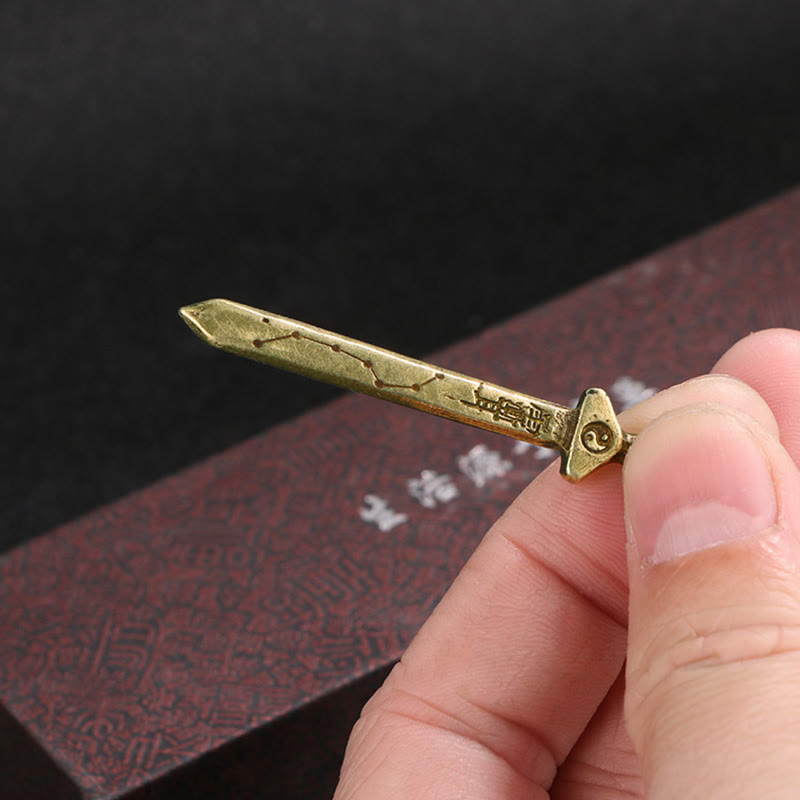 Buddha Stones Vintage Yin Yang Copper Sword Balance Necklace Pendant BS