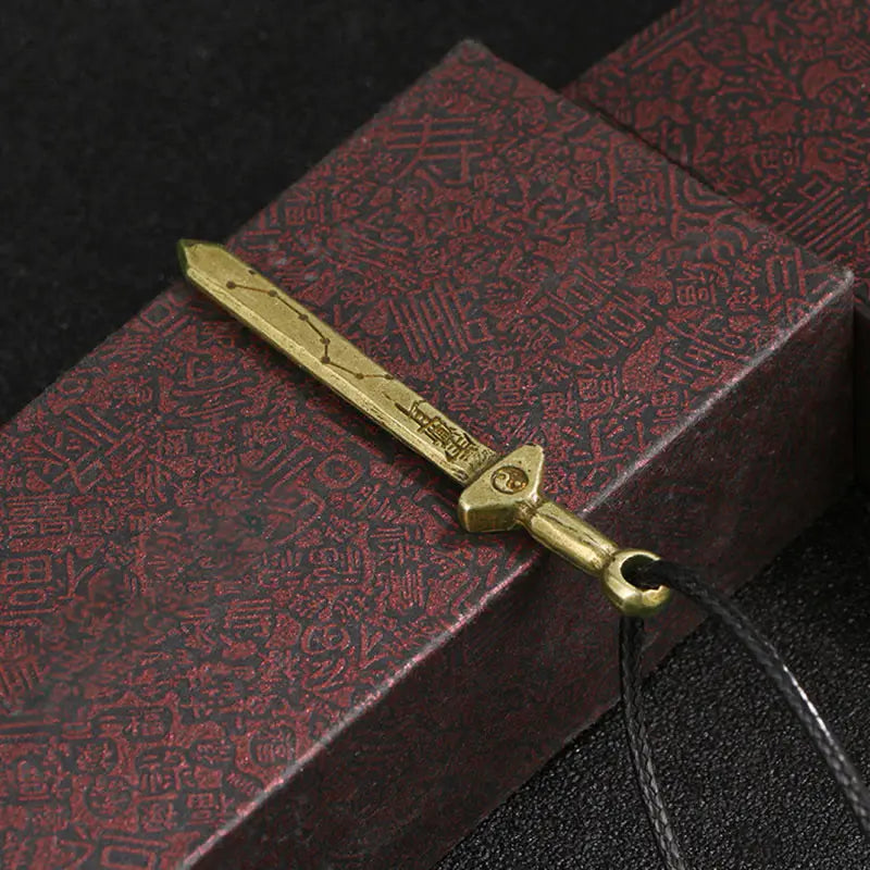 Buddha Stones Vintage Yin Yang Copper Sword Balance Necklace Pendant BS